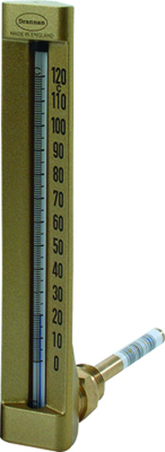 1294 - Thermomètre à boîtier métallique, hauteur 200 mm.