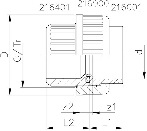 18555 - Raccord union 90° .