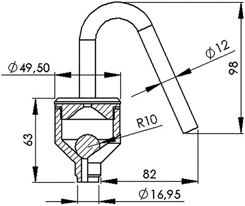 2382 - Purgeur d'air à bille - Inox 316L - Joint et bille PTFE.