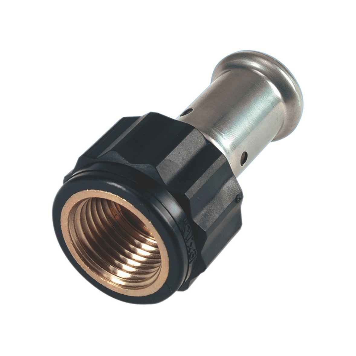 59519 - Raccord droit femelle fixe en PVDF noir.