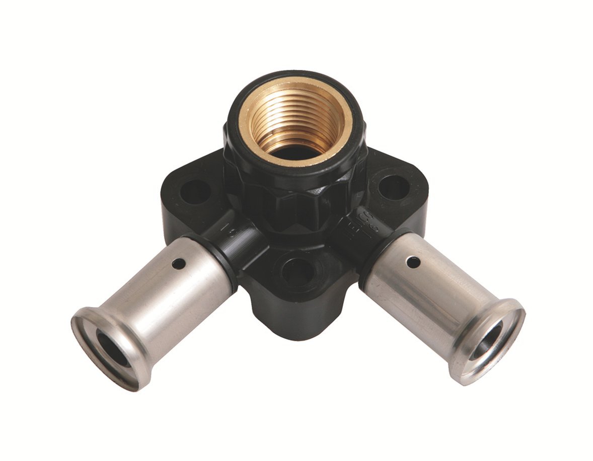 59523 - Applique femelle double en PVDF noir.