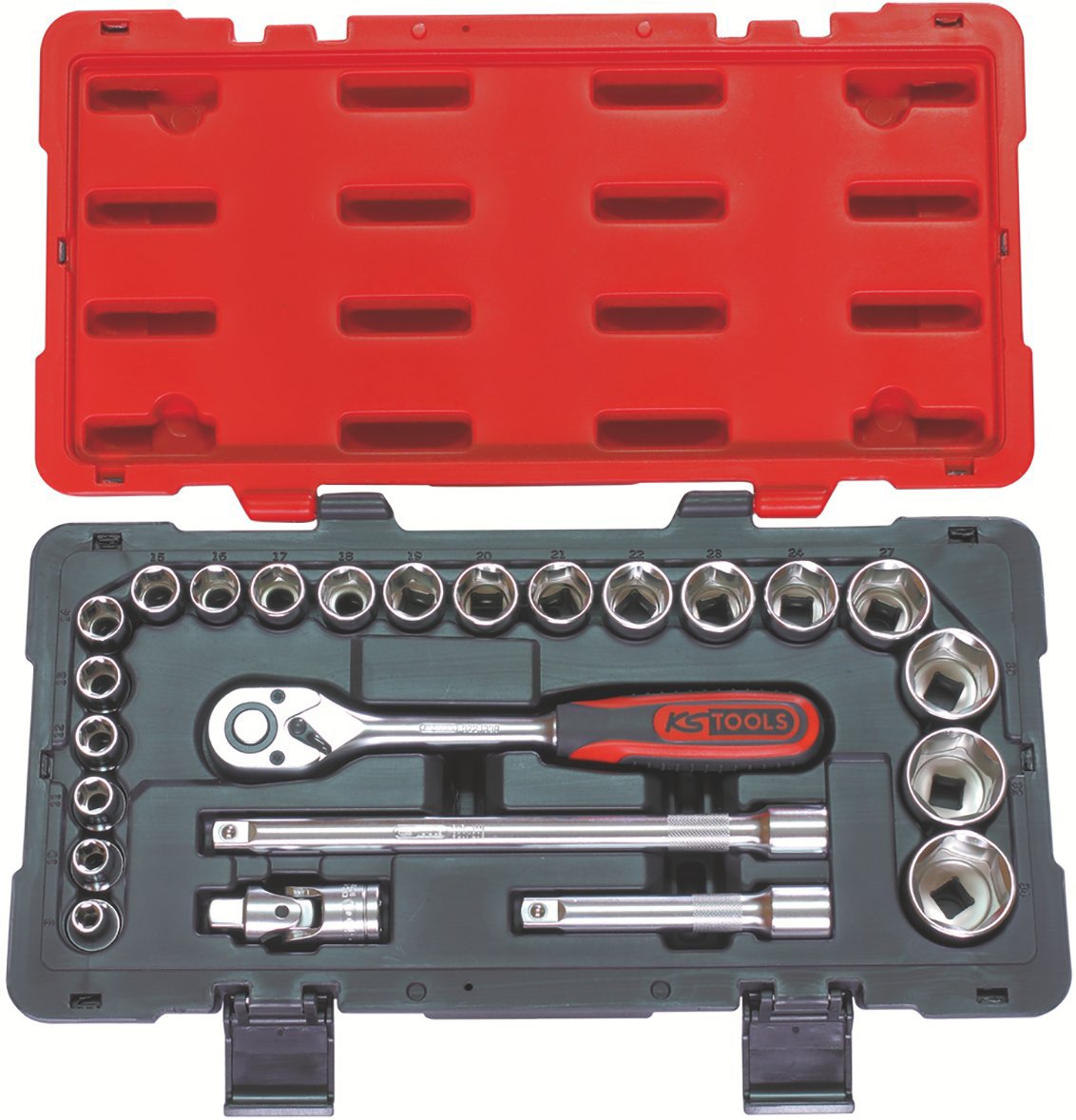 6128 - Coffret 24 pièces de douilles et accessoires.