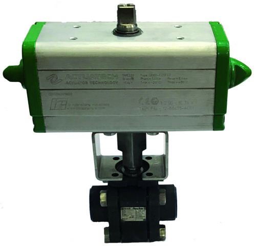 TRACTGAS - Robinet 3 pièces en acier PN138 avec actionneur pneumatique simple effet.